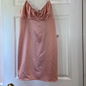 COPY - Light Pink Silky Front Tie Mini Dress - sold